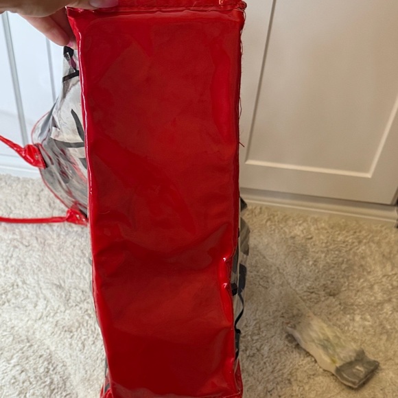 Red and Black Floral Transparent Tote Bag - Picture 5 of 10